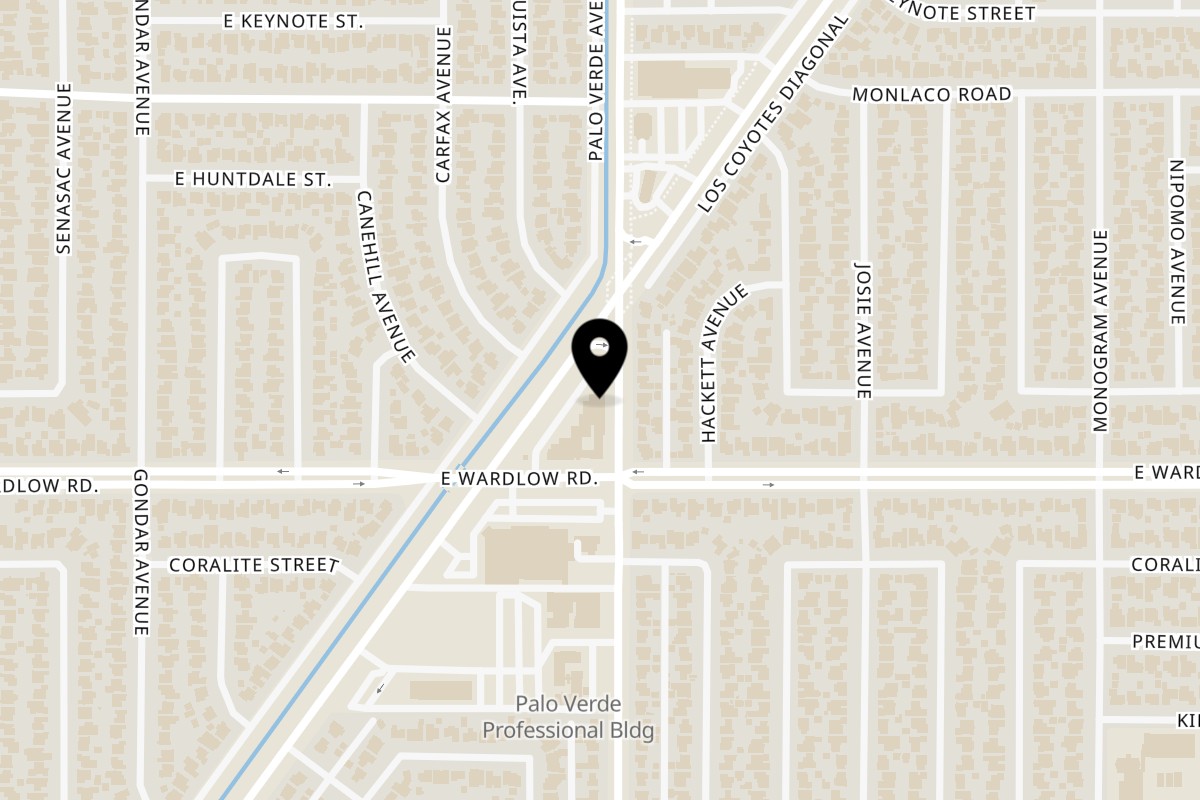 Map showing the location of Taste of the Caribbean Long Beach on 3444 Los Coyotes Diagonal in Long Beach